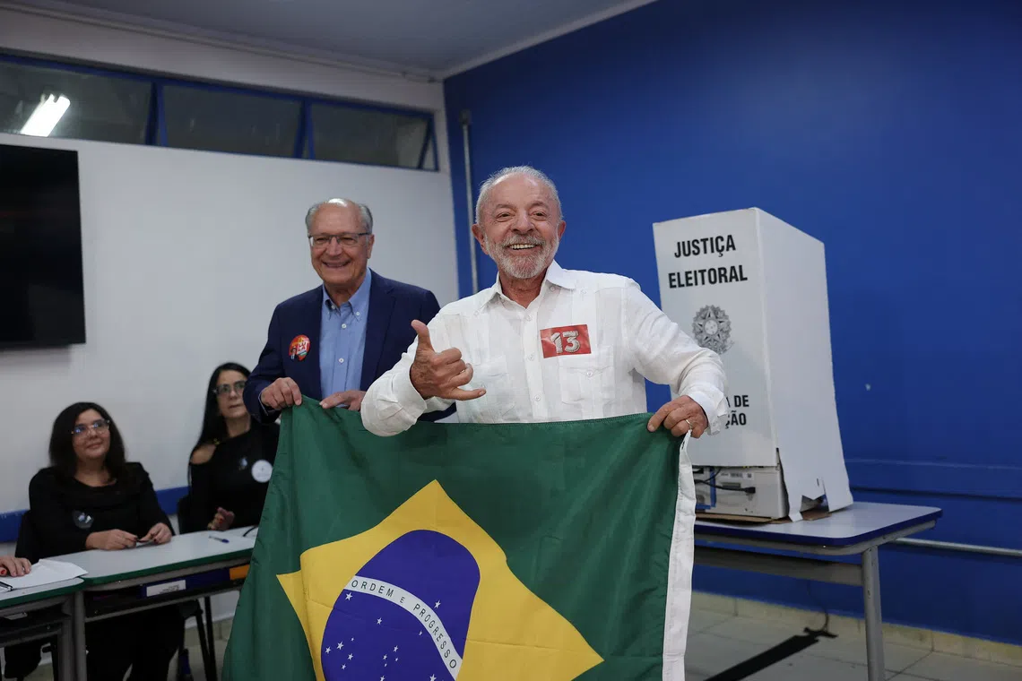 Leftist President Luiz Inacio Lula da Silva’s (right) won Brazil’s runoff election on Oct 25 and is set to begin his fourth term in January.