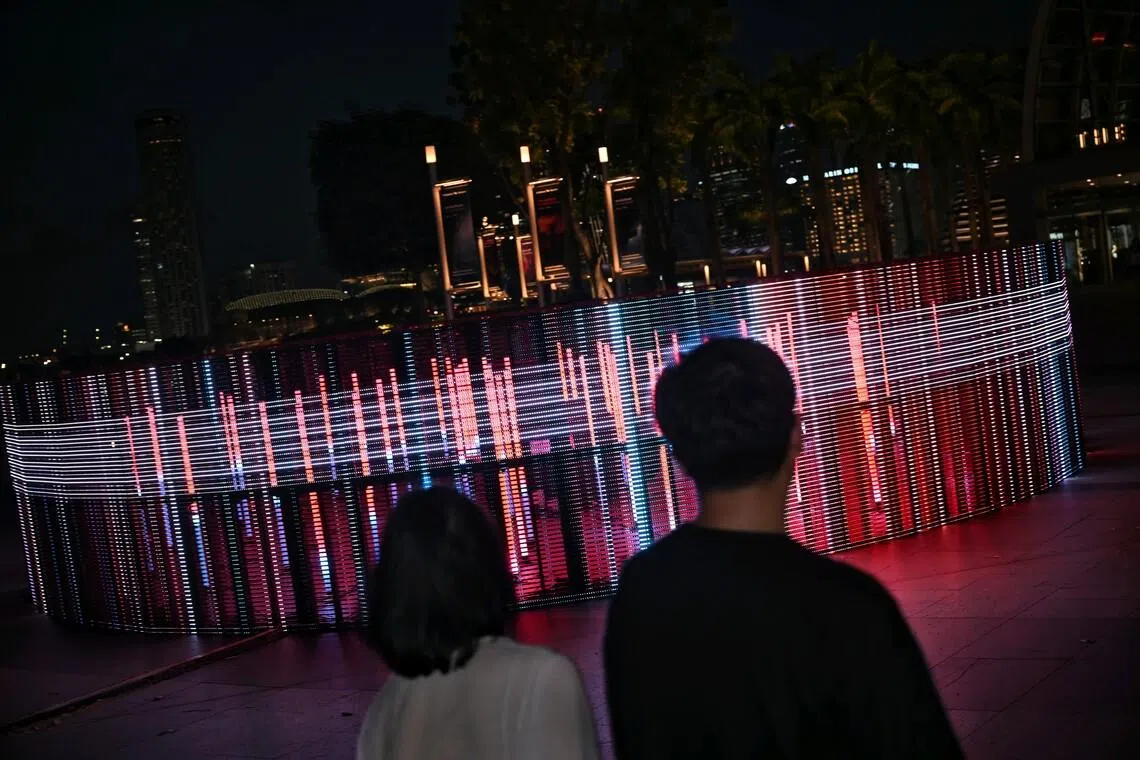 Between Mountains and Seas, a dynamic light art installation by Peppercorns, at the i Light Singapore festival on June 5.