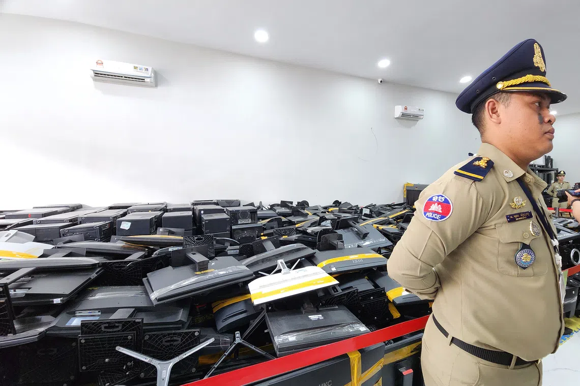 A room full of confiscated computer screens.