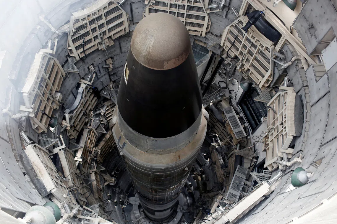 FILE PHOTO: The Titan Missile, shown from above during a tour of the 103-foot Titan II Intercontinental Ballistic Missile (ICBM) site which was decommissioned in 1982, at the Titan Missile Museum in Sahuarita, Arizona, U.S., February 2, 2019.  REUTERS/Nicole Neri/File Photo