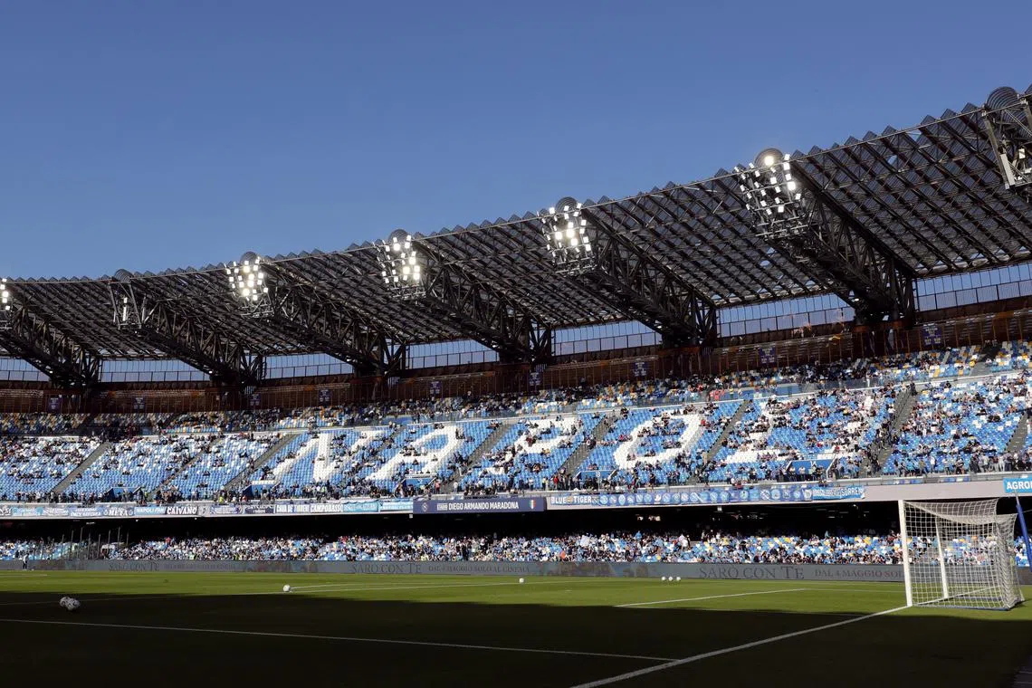 FILE PHOTO: Soccer Football - Serie A - Napoli v AS Roma - Stadio Diego Armando Maradona, Naples, Italy - April 28, 2024 General view inside the stadium before the match REUTERS/Ciro De Luca