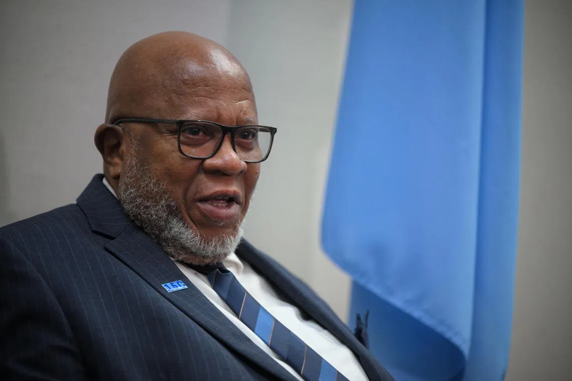 President of the United Nations General Assembly (UNGA) Dennis Francis pictured during an interview with the press on July 19, 2024.