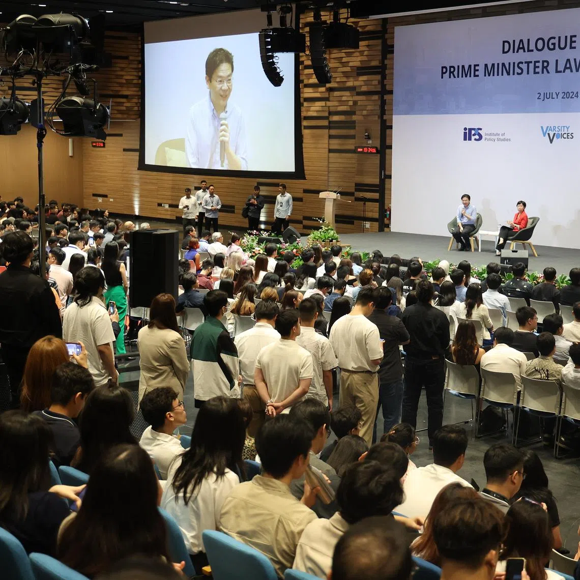 PM Lawrence Wong engages with students studying in Institutes of Higher Learning (IHLs) on July 2 at the Singapore Management University.