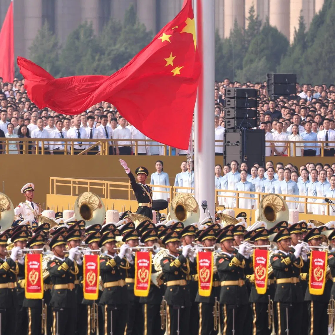 The parade comes as China faces mounting challenges at home, from sluggish economic growth to a weak job market.