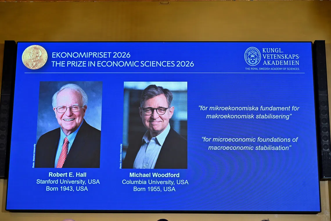 American academics Robert Hall and Michael Woodford won the Nobel economics prize.