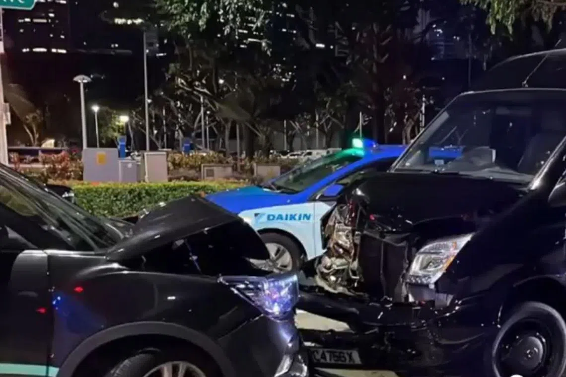 A rental car is seen in a video speeding and veering off course at a road junction, before crashing into a vehicle waiting at a red light.