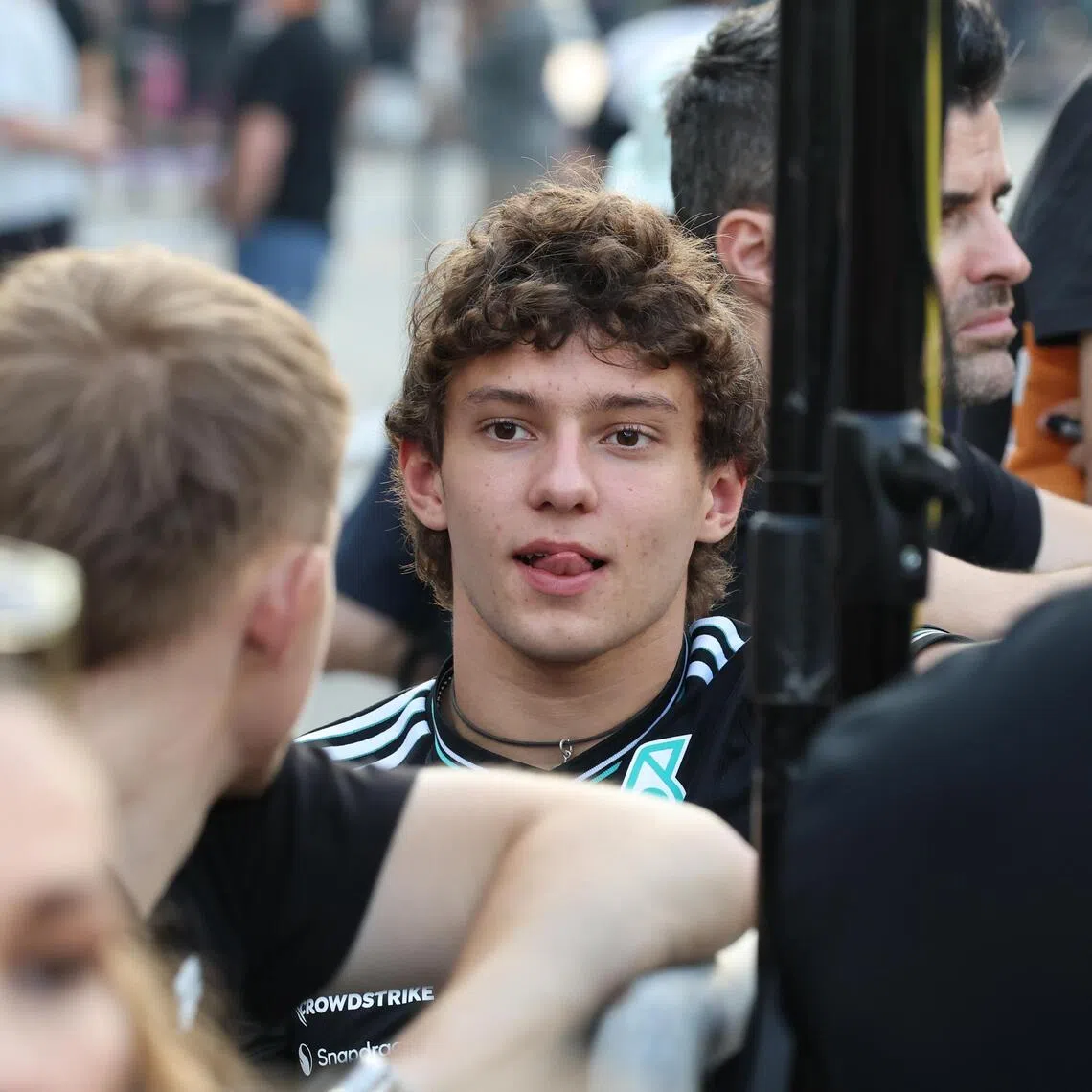 Mercedes driver Kimi Antonelli walking in the pit lane ahead of the Abu Dhabi grand prix, on Dec 4.