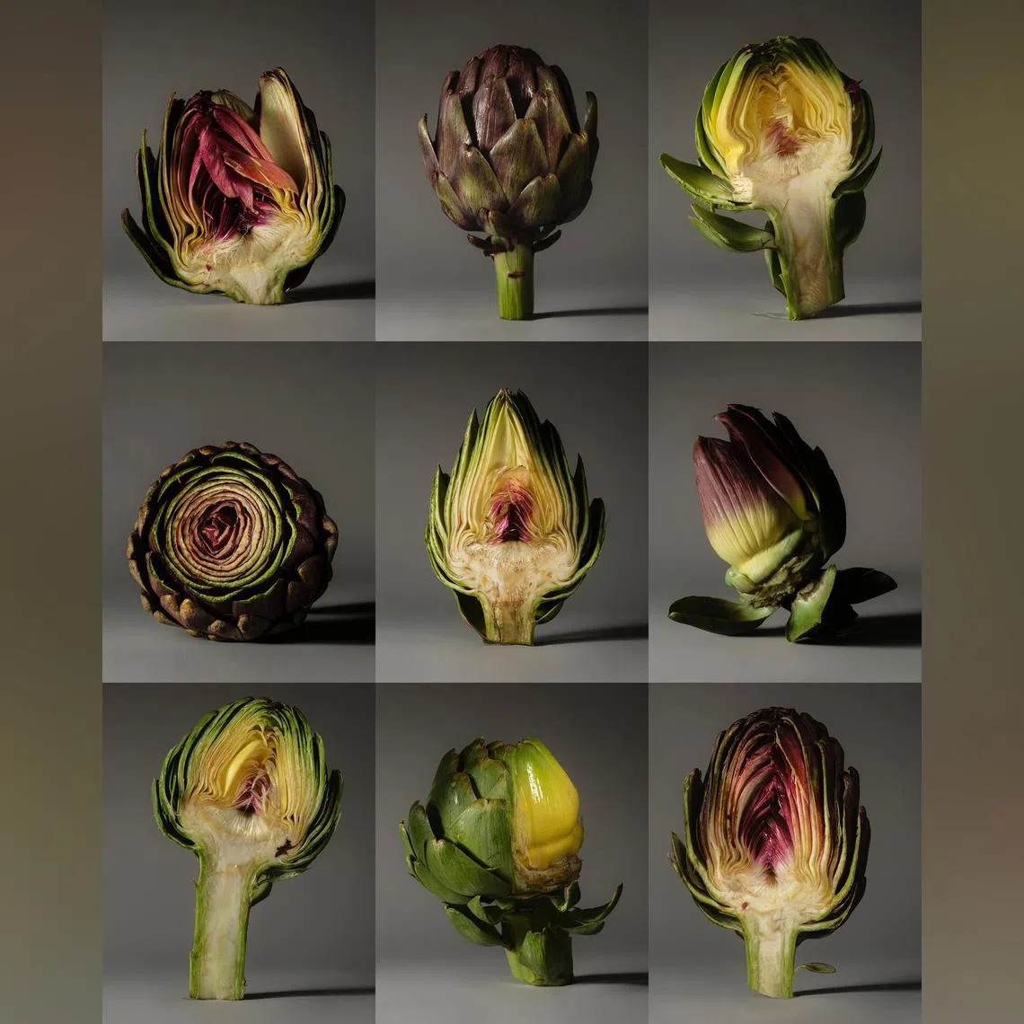 A variety of artichokes.