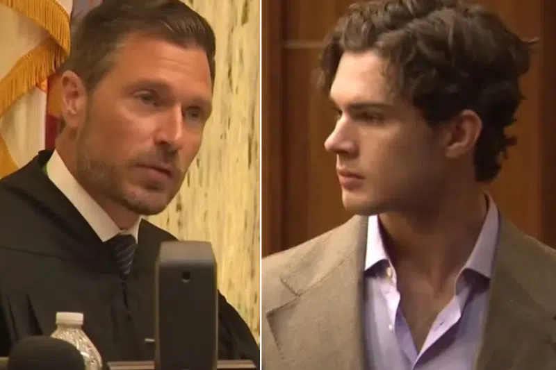 The internet’s best-known advocate for engineered attractiveness, Braden Peters (right) walked into a Miami courtroom and found himself face-to-face with someone who looks way better than he did: the judge, Marcus Bach-Armas (left).
