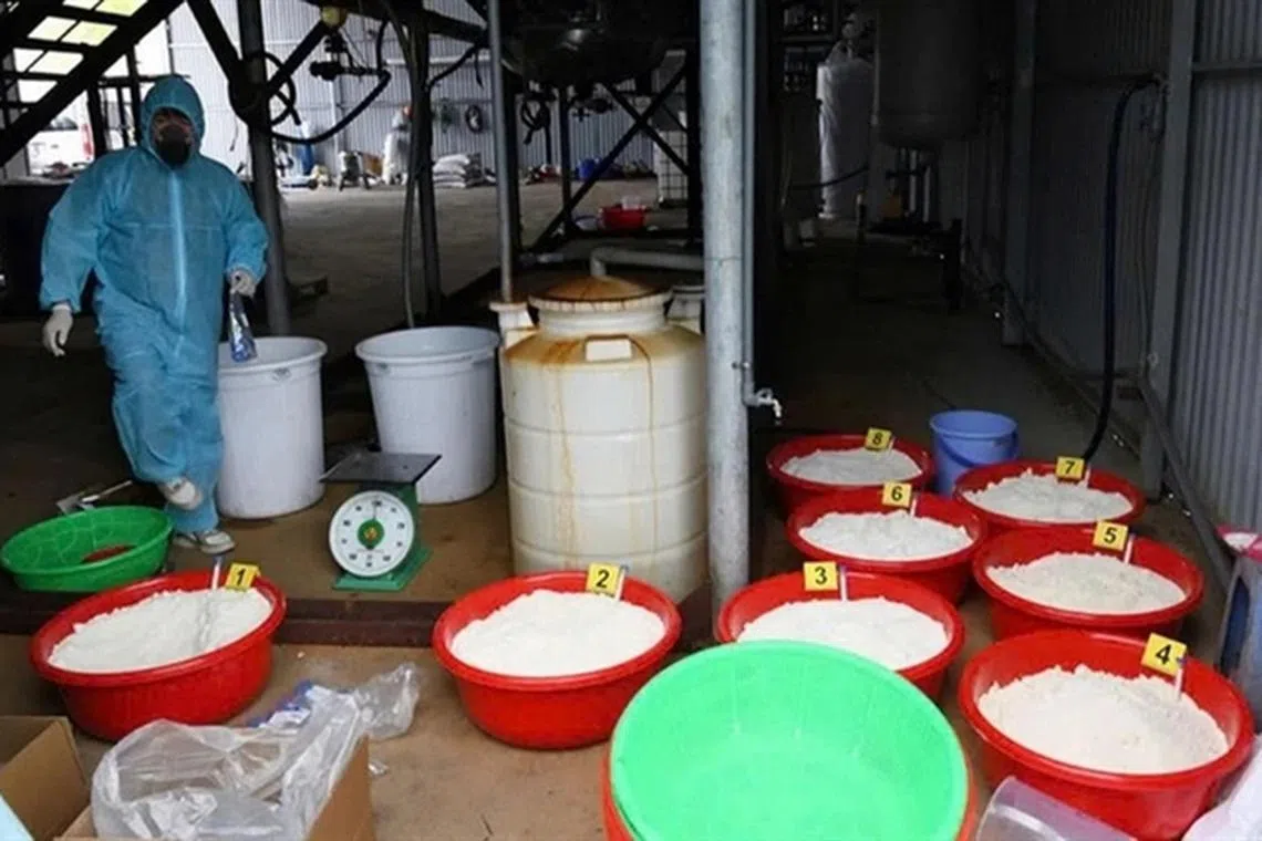 Inside the synthetic drug production facility in Nha Trang City. 