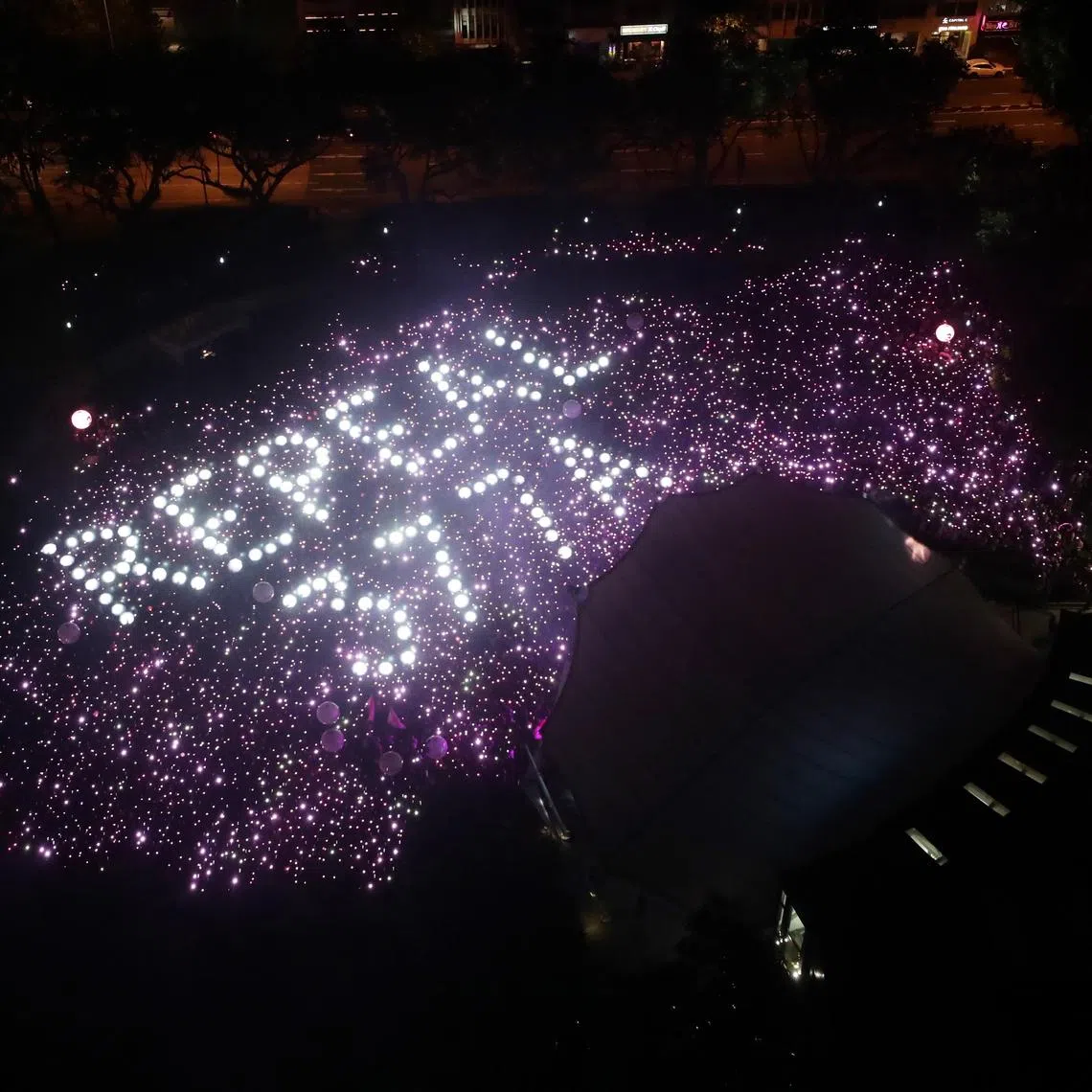 The Pink Dot SG event at Hong Lim Park, on 29 June 2019, ended with attendees holding up pink and white lights to form a display calling for the repeal of Section 377A. 