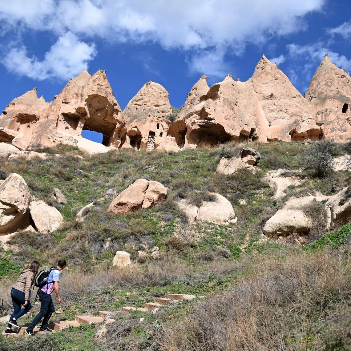Turkey’s Cappadocia region is home to exquisite rock formations known as “fairy chimneys”.