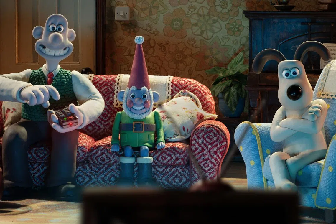 (From left) Wallace, Norbert and Gromit in Wallace & Gromit: Vengeance Most Fowl. 