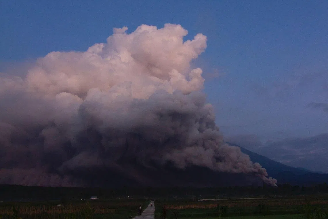 Mount Semeru spews smoke and ash in Lumajang on December 4, 2022.