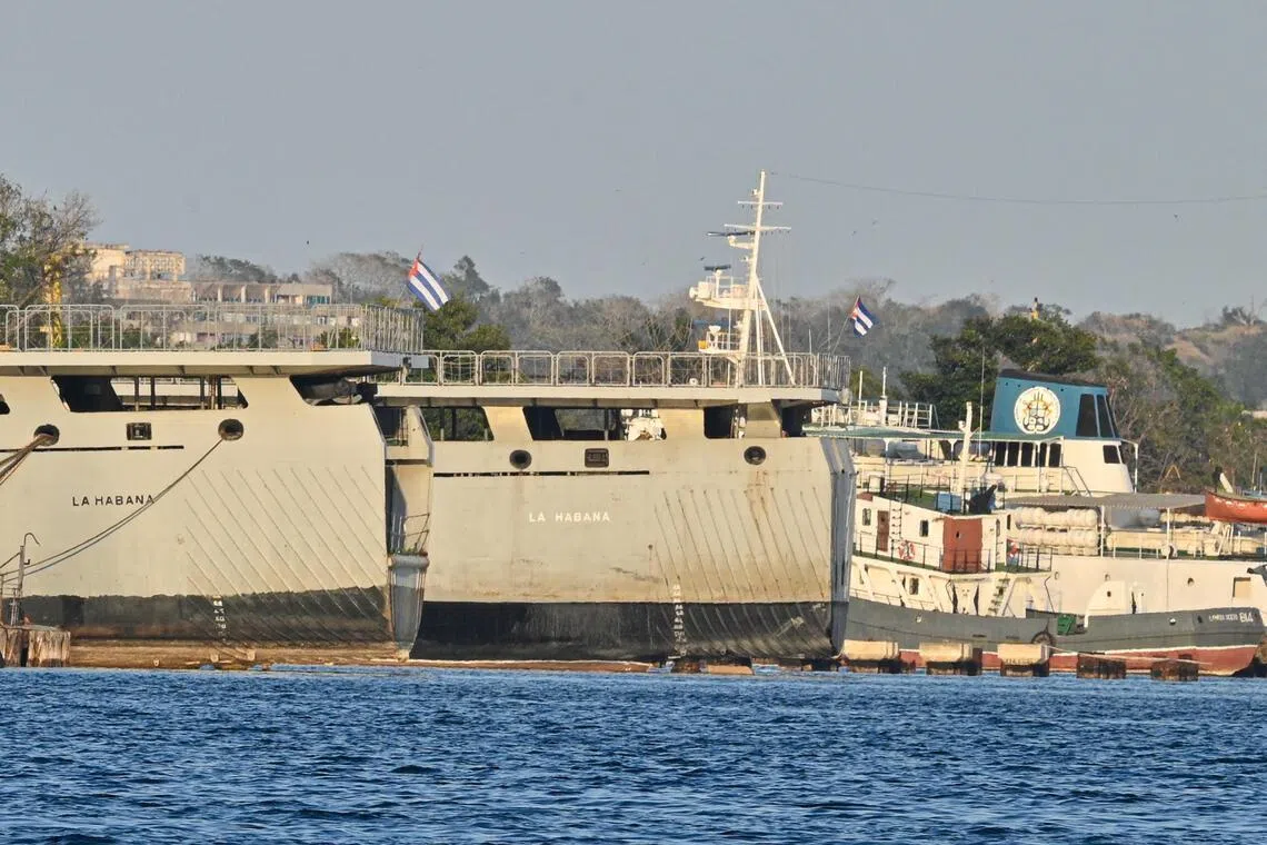 Cuban Coast Guard ships docked at the port of Havana on Feb 25.