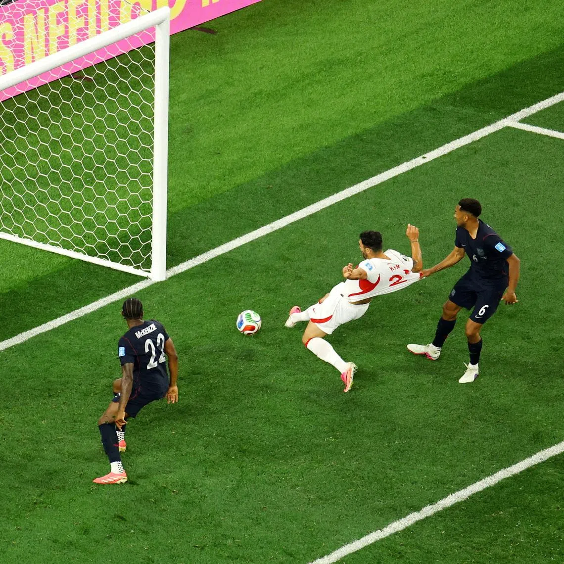 Turkey’s Kaan Ayhan scoring their third goal against the United States on June 25.