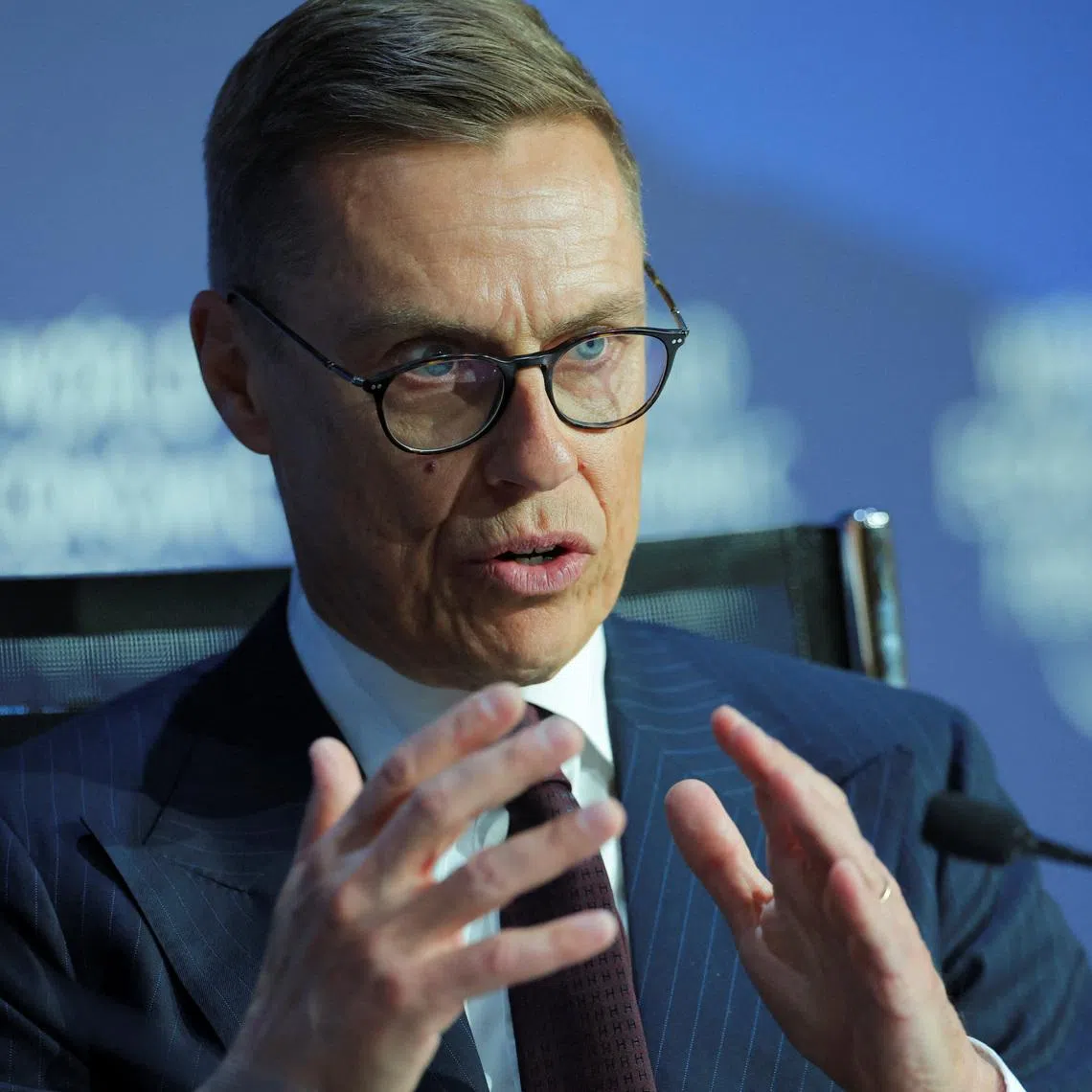 Finland's President Alexander Stubb speaks during the 56th annual World Economic Forum (WEF) meeting in Davos, Switzerland, January 22, 2026. REUTERS/Denis Balibouse