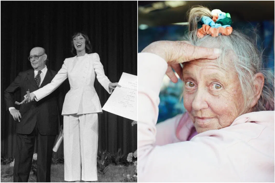 Shelley Duvall (left) receiving her Best Actress Prize for the film 3 Women during the Cannes International Film Festival in 1977.
