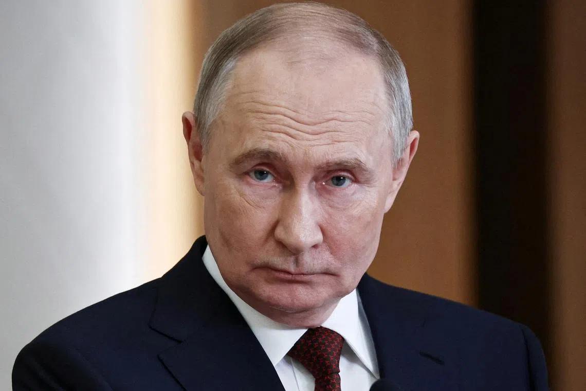 Russian President Vladimir Putin attends a press conference following the Collective Security Treaty Organisation (CSTO) summit in Astana, Kazakhstan, November 28, 2024. Sputnik/Mikhail Tereshchenko/Kremlin via REUTERS