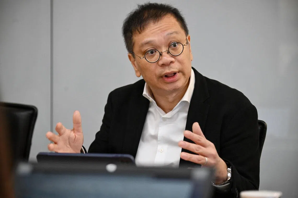 ST20240422_202497929221 Kua Chee Siong/ sasgx23/
Note: Embargoed till 5am on April 23, 2024.
CEO of SGX RegCo, Tan Boon Gin, giving his opening remarks at the SGX Centre 1, on April 22, 2024. 
SGX RegCo will be launching a public consultation in relation to shareholders’ requisitioning of general meetings.
