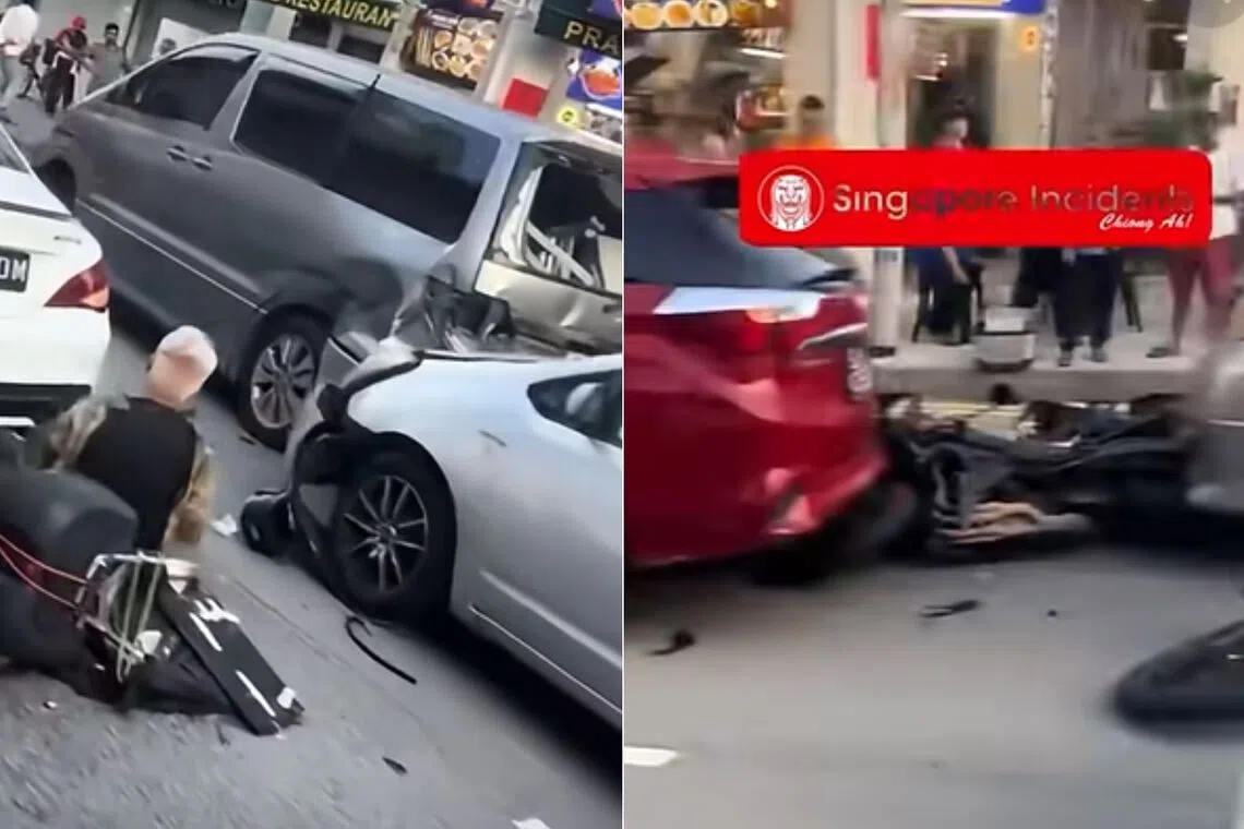 The police said the accident involved five cars and two motorcycles.