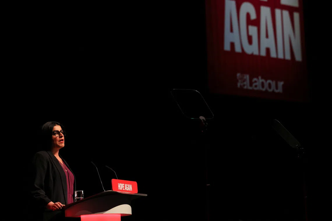 Britain's Home Secretary Shabana Mahmood speaks at Britain's Labour Party's annual conference, in Liverpool, Britain, September 28, 2026. REUTERS/Temilade Adelaja