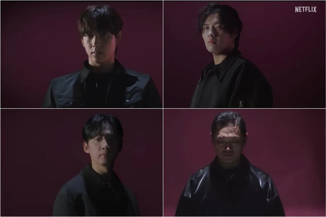 (Clockwise from top left) Yim Si-wan, Kang Ha-neul, Yang Dong-geun and Park Sung-hoon will be joining Squid Game's original cast in the sequel.