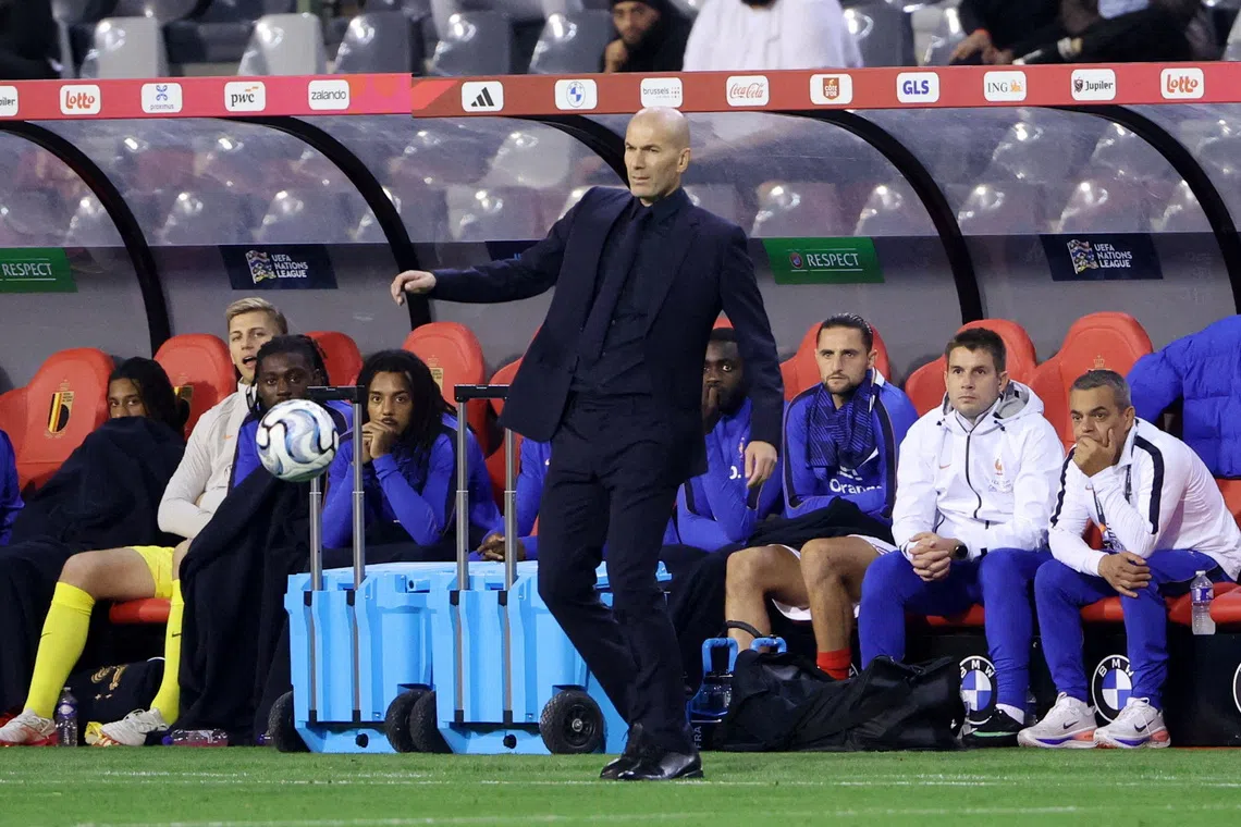 Soccer Football - UEFA Nations League - Group A1 - Belgium v France - King Baudouin Stadium, Brussels, Belgium - September 28, 2026 France coach Zinedine Zidane reacts REUTERS/Omar Havana     TPX IMAGES OF THE DAY