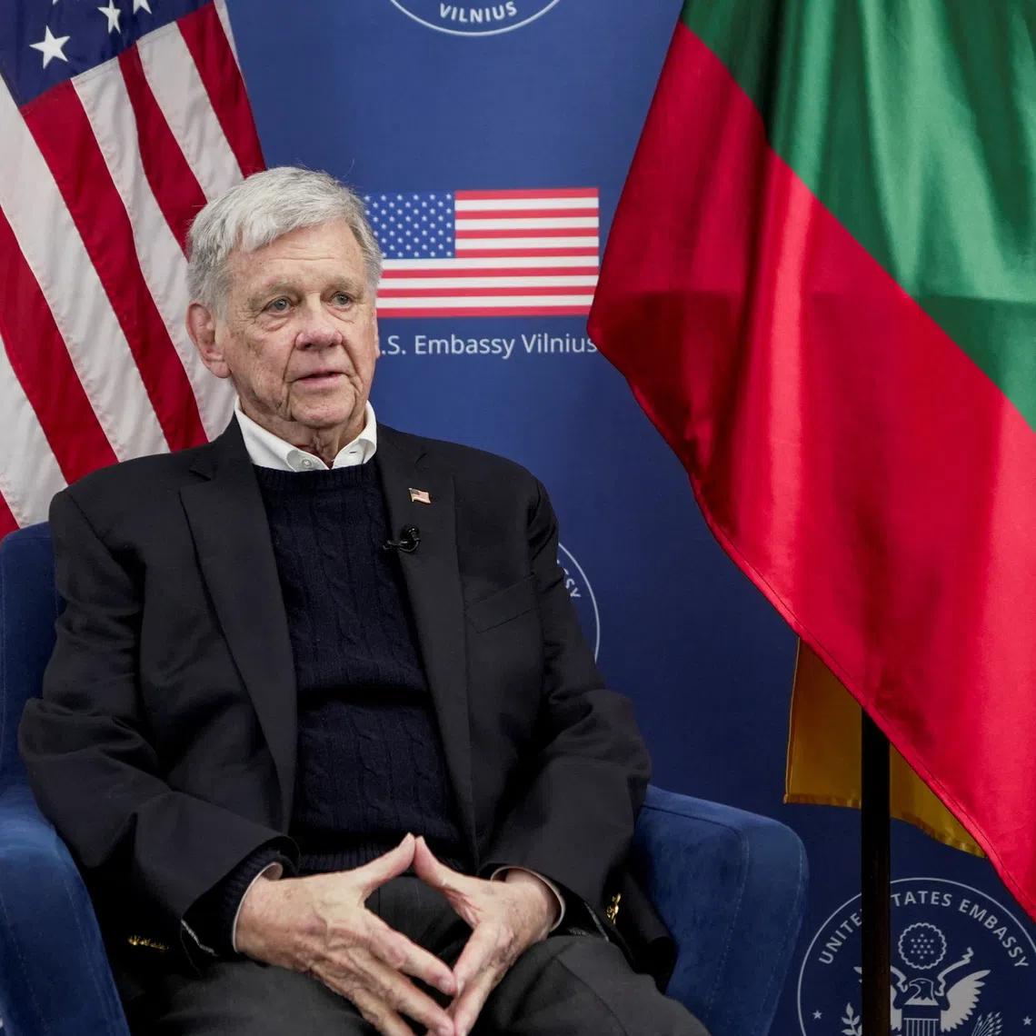 John Coale, U.S. President Donald Trump's special envoy for Belarus, attends an interview with Reuters, after Belarus frees 25 prisoners in return for easing of U.S. sanctions, in Vilnius, Lithuania, September 16, 2026. REUTERS/Janis Laizans