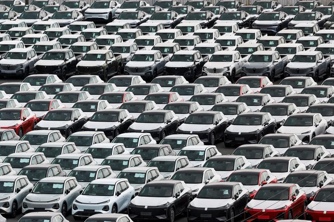 Electric vehicles parked at Laem Chabang Port, in Chonburi province, Thailand, on Sept 11.