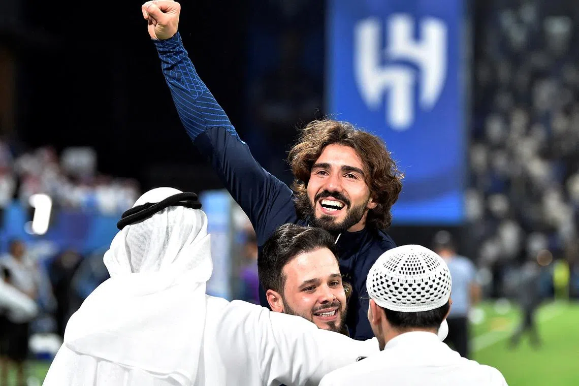 FILE PHOTO: Soccer Football - Asian Champions League - Semi Final - Second Leg - Al Hilal v Al Ain - Kingdom Arena, Riyadh, Saudi Arabia - April 23, 2024 Al-Ain's Erik celebrates after the match REUTERS/Stringer/File Photo