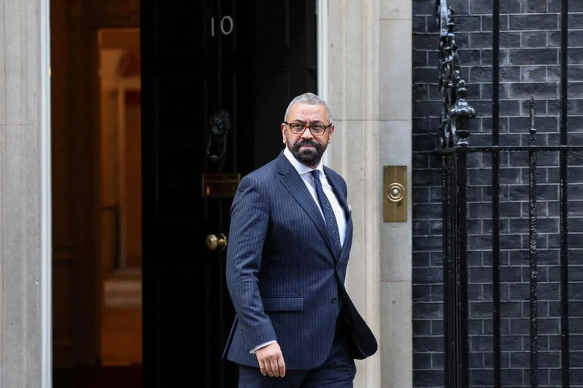 Britain's newly appointed Home Secretary James Cleverly walks outside 10 Downing Street in London, Britain November 13, 2023. REUTERS/Suzanne Plunkett