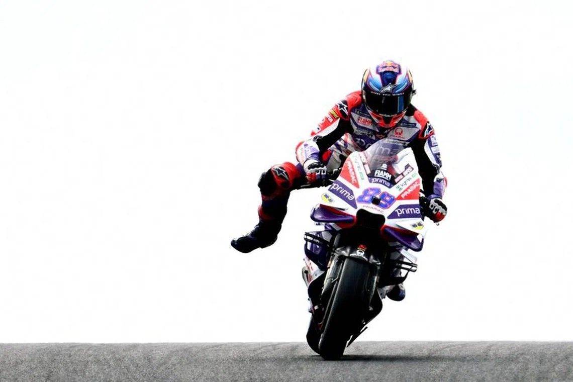 MotoGP - Australian Grand Prix - Phillip Island Grand Prix Circuit, Victoria, Australia - October 21, 2023 Pramac Racing's Jorge Martin in action during the race Joel Carrett/AAP Image via REUTERS