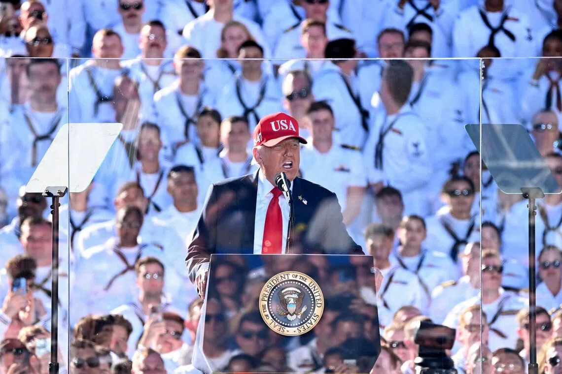 US President Donald Trump made the comment during a speech at Naval Station Norfolk in Virginia on Oct 5.