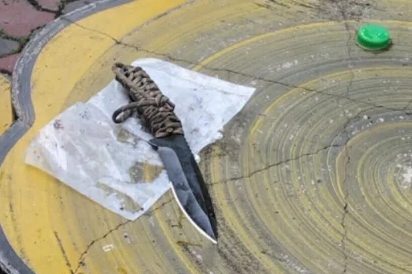 The suspect was detained when officers arrived at the scene, and the police seized a knife believed to have been used in the attack.