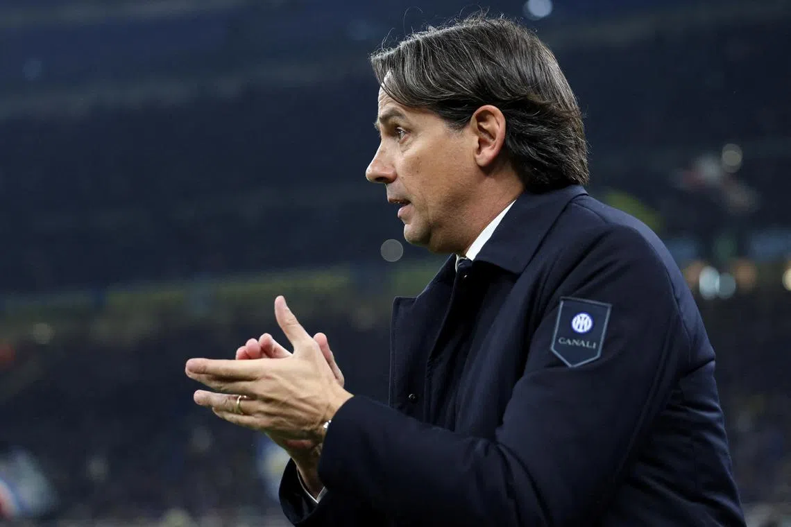 FILE PHOTO: Soccer Football - Serie A - Inter Milan v Monza - San Siro, Milan, Italy - March 8, 2025 Inter Milan coach Simone Inzaghi REUTERS/Claudia Greco/File Photo
