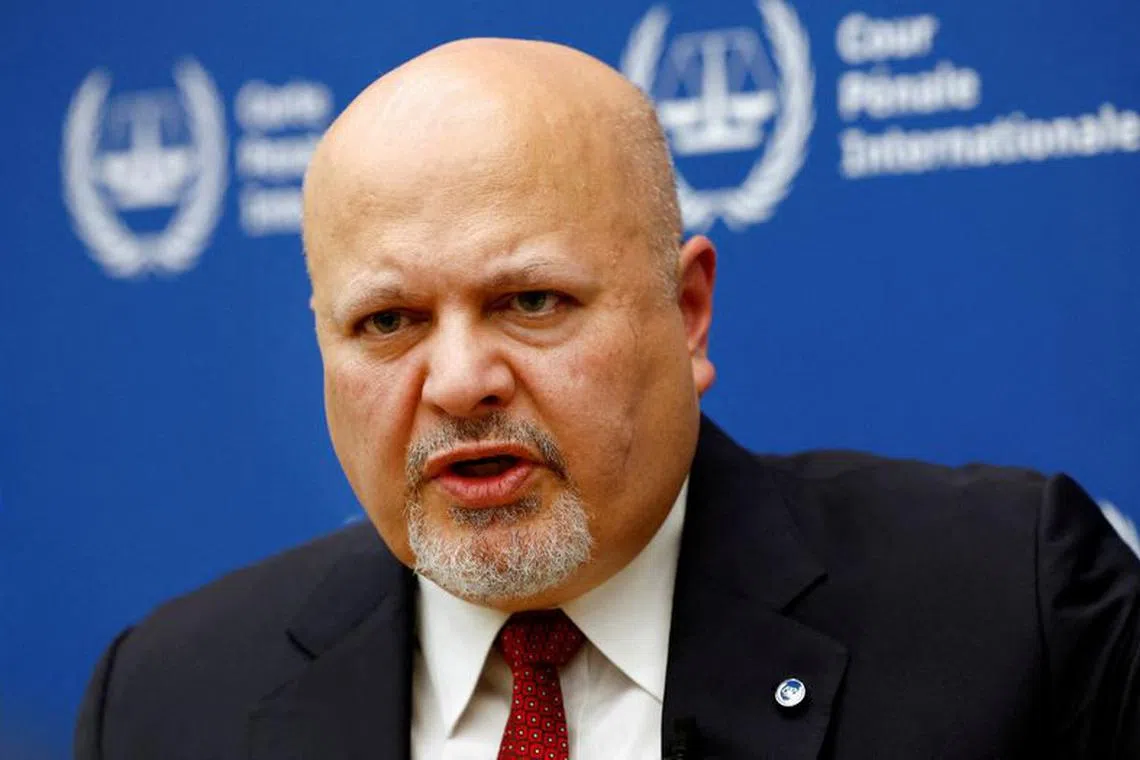 FILE PHOTO: FILE PHOTO: International Criminal Court Prosecutor Karim Khan speaks during an interview with Reuters about the violence in Israel and the occupied Palestinian territories in The Hague, Netherlands, October 12, 2023. REUTERS/Piroschka van de Wouw/File Photo