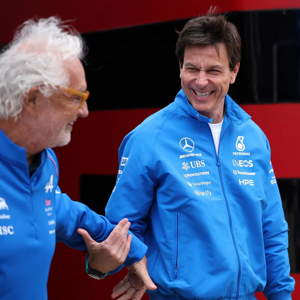 Formula One F1 - British Grand Prix - Silverstone Circuit, Silverstone, Britain - July 5, 2026 Mercedes team principal Toto Wolff with Alpine team principal Flavio Briatore ahead of the race REUTERS/Andrew Boyers