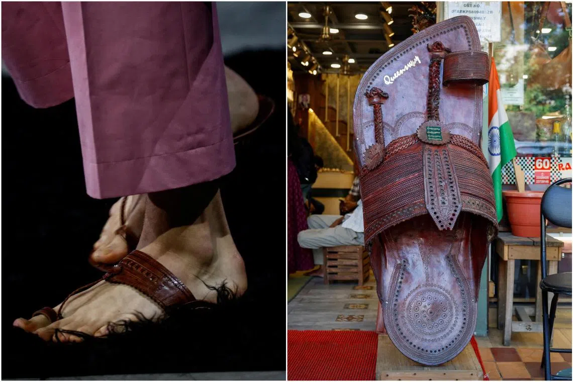 A model (left) presents a creation from Prada Spring-Summer 2026 menswear collection during the Milan Fashion Week on June 22.