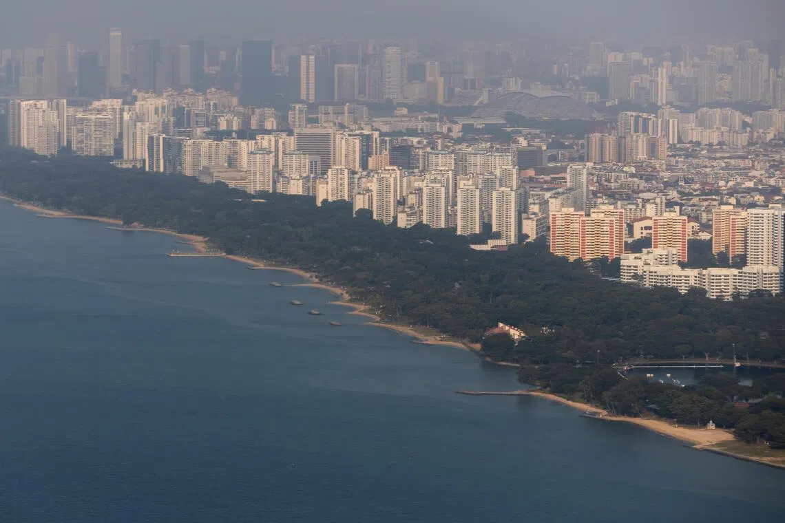 PIXGENERIC Generic pictures. East Coast Park, March 22, 2024. long island, Singapore Strait, housing, HDB, condominium