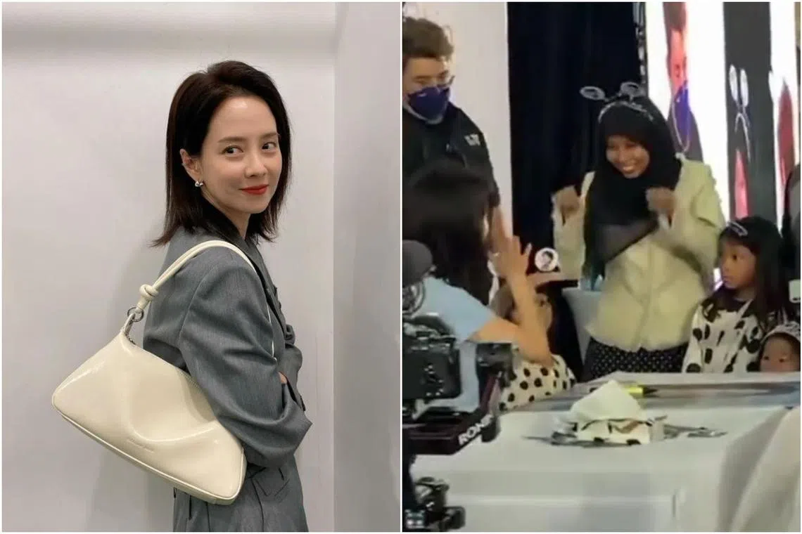 Actress Song Ji-hyo was seen communicating with a fan using sign language at an event in Kuala Lumpur.