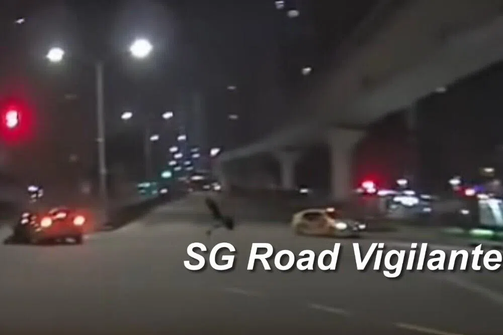 The impact sends the motorcyclist flying before landing several metres away.