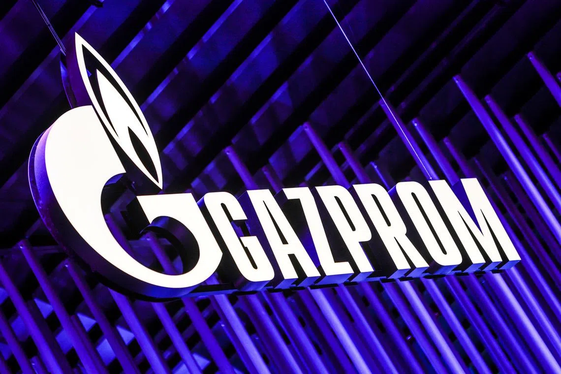 The logo of Gazprom company is seen at the St. Petersburg International Economic Forum (SPIEF) in Saint Petersburg, Russia June 15, 2022. REUTERS/Maxim Shemetov