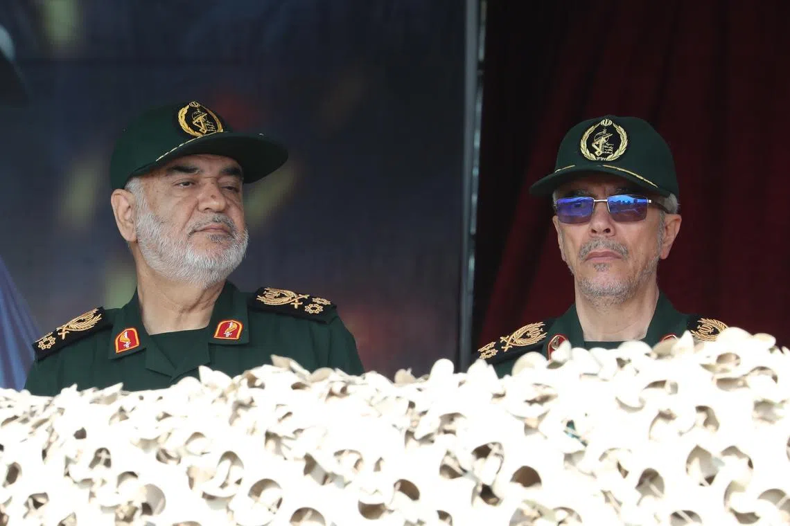 Islamic Revolutionary Guard Corps commander-in-chief Hossein Salami (left) and Major General Bagheri, chief of staff of Iran's armed forces, were killed in Israeli strikes on June 13.