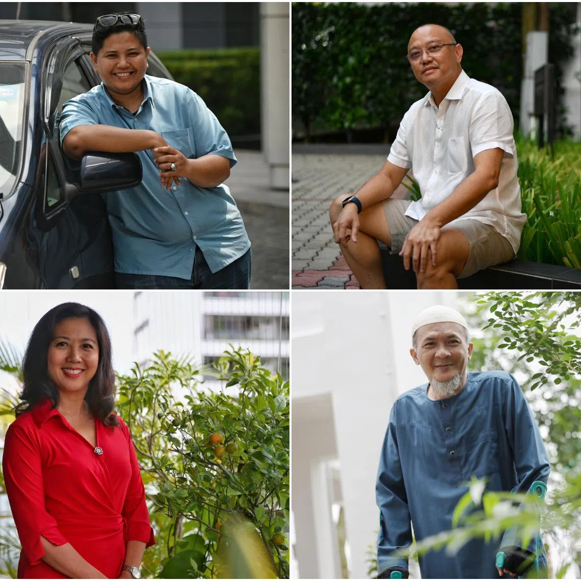 (Clockwise from top left) ST Singaporean of the Year nomineesMs Khairiah Hanim Mazlan, Mr Anson Ng, Mr Anjang Rosli and Ms Moonlake Lee.