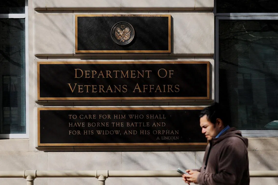 FILE PHOTO: A sign marks the headquarters of the Department of Veterans Affairs in Washington, D.C., U.S., February 20, 2025.