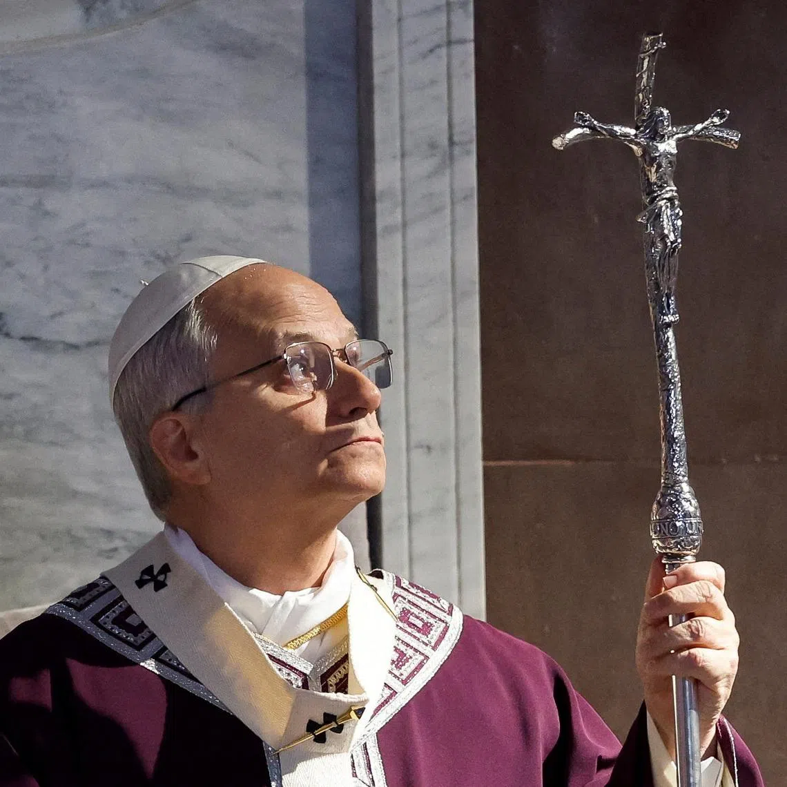 Pope Leo XIV attends the Ash Wednesday Mass at the Santa Sabina Basilica in Rome, Italy, February 18, 2026. REUTERS/Remo Casilli