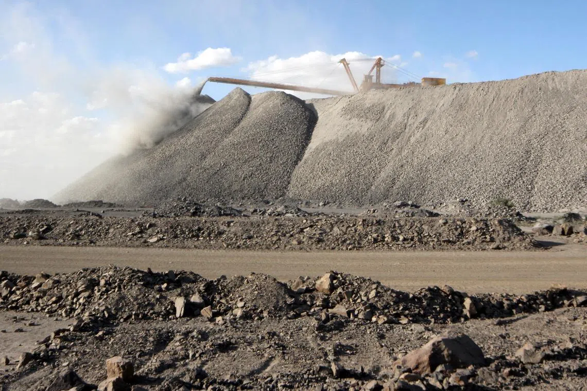 A mining machine is seen at a mine containing rare earth minerals in Inner Mongolia, China.