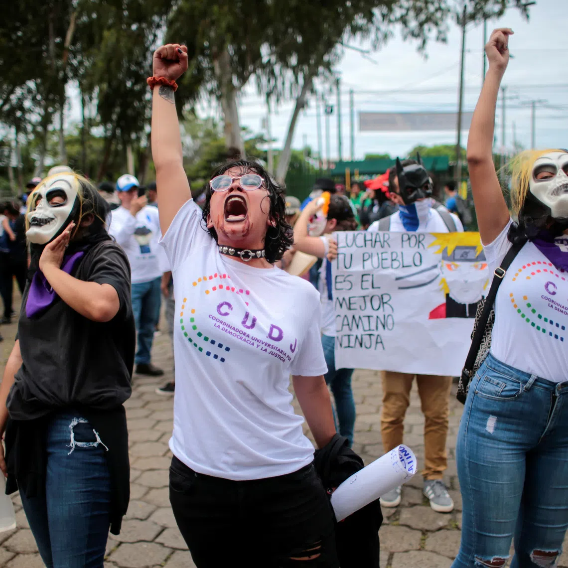 FILE PHOTO: Protesters shout slogans during a protest against Nicaraguan President Daniel Ortega's government in Managua, Nicaragua October 31, 2019.REUTERS/Oswaldo Rivas/ File Photo