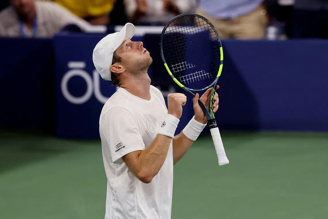Tennis - U.S. Open - Flushing Meadows, New York, United States - September 7, 2026 Netherlands' Botic van de Zandschulp celebrates winning his round of 16 match against France's Arthur Gea IMAGN IMAGES via Reuters/Geoff Burke